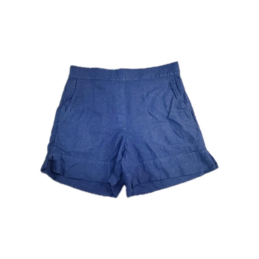 Banana Republic Shorts Womens Navy Blue Sz S Linen Blend Relaxed Pockets C23-111